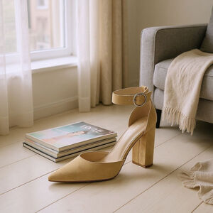 Madden Girl Women D'Orsay Beige Tan Faux Micro Suede Pumps Heels Sandals 9.5 M